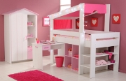 KinderzimmerHochbett wei� rosa