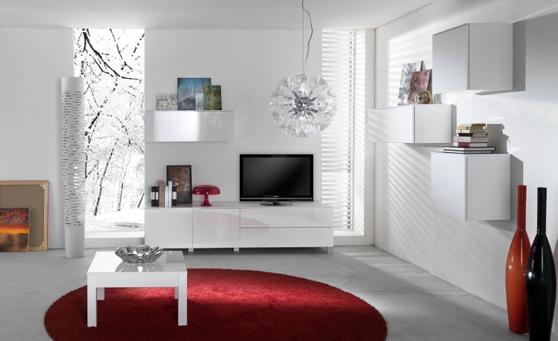 Wohnzimmer wei� Hochglanz Lack