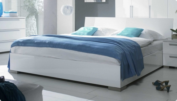 Bett Doppelbett Domicilio, 180 X 200 wei&szlig; echt Hochglanz Lack Italien