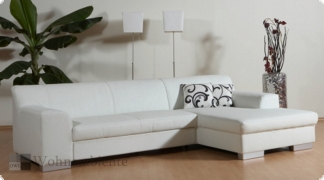Ecksofa mit Ottomane Sofagarnitur Leder wei� Tinos, verschiedene Ausf�hrungen lieferbar