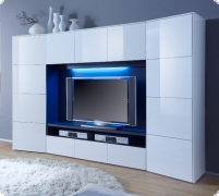 Wohnwand Schrankwand wei� Hochglanz Lack Padua1