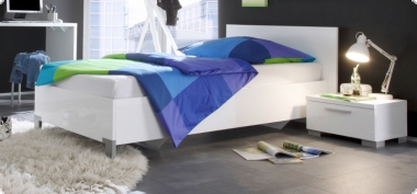 Jugendbett Bett wei&szlig; Hochglanz Lack, Laccato3 Italien